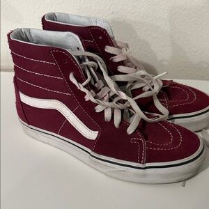 Vans Burgundy High-Top Sneakers with White Stripe